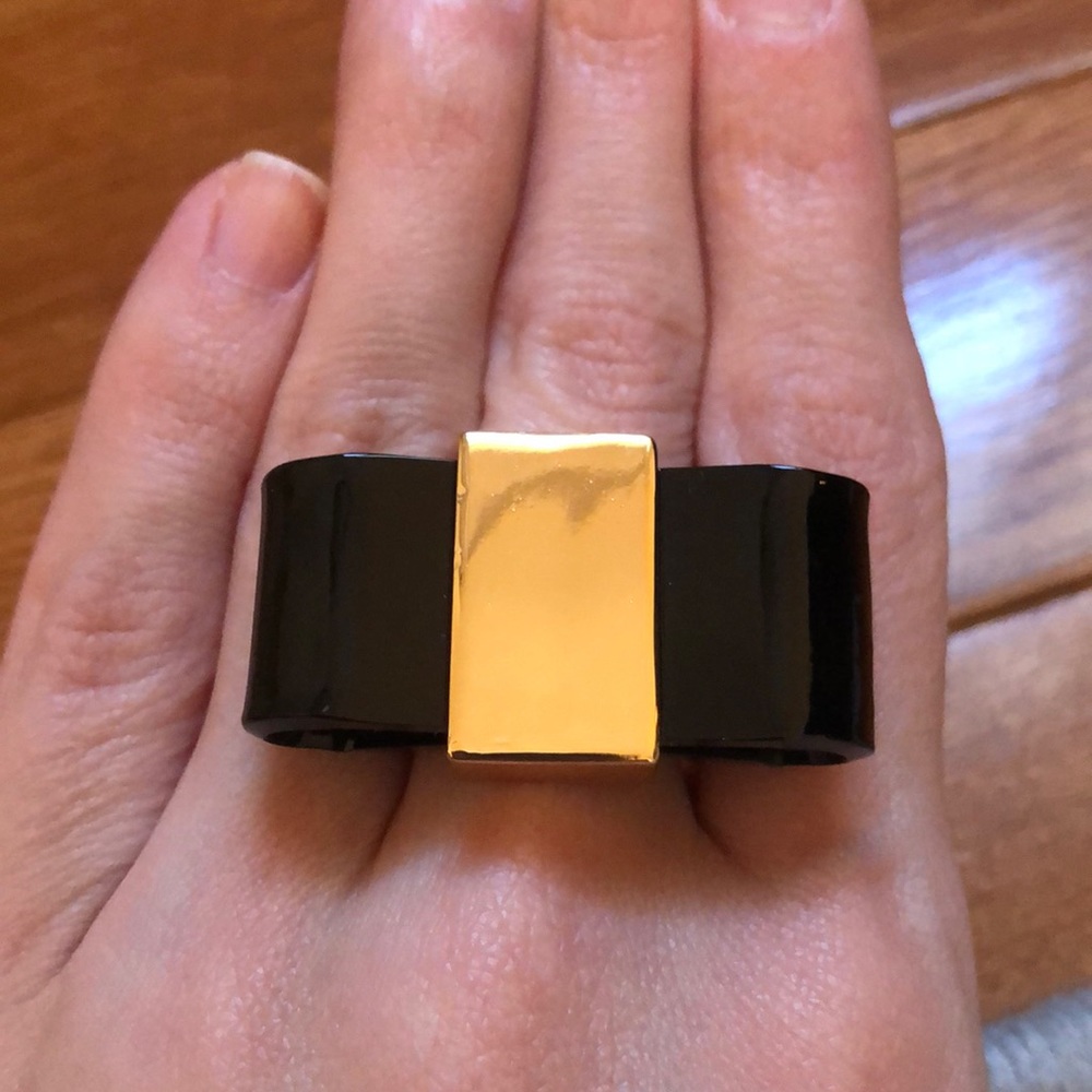 Kate Spade Black and Gold Bow Statement Ring